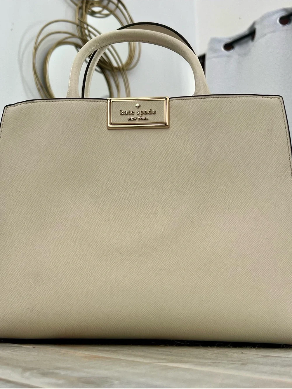 kate spade Cream and Black Trim Top-Handle Satchel